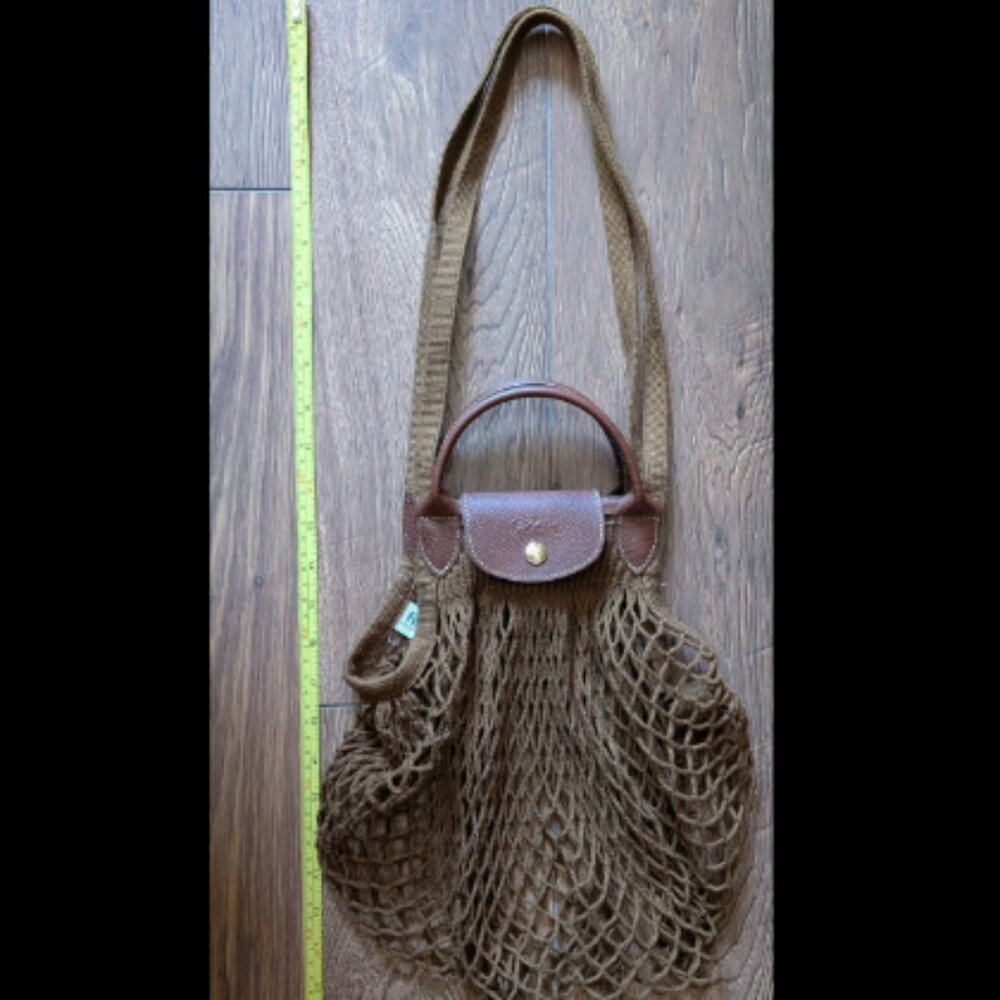 Longchamps Le Pliage Brown Woven Bag with Gift Box , Gift Tag, Longchamp ribbon!